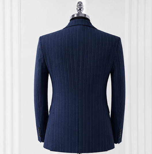 Midnight Royal Pinstripe Three Piece Suit - Image 4
