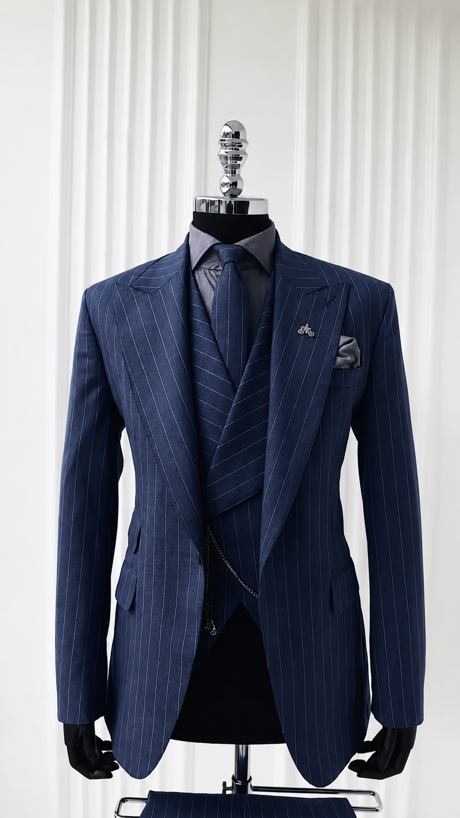 Midnight Royal Pinstripe Three Piece Suit